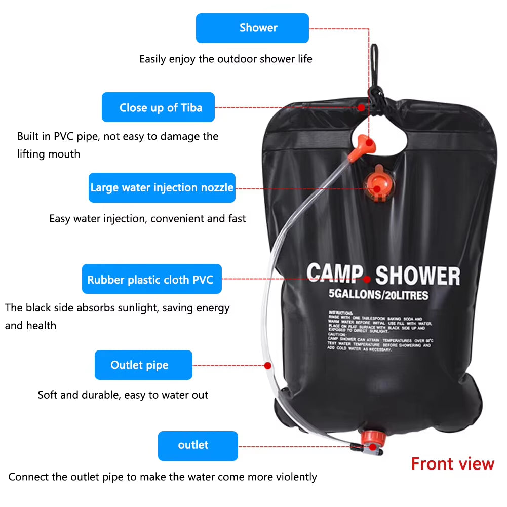 20L Portable Camping Shower Bag – Foldable Outdoor Water Storage for Hiking, Travel, and Picnics